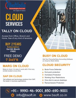 Tally on cloud in Delhi | Cloud Services: The Complete It Solutions 

Since its establishment in 2008, Bsoft India Technologies Pvt Ltd. Has been supplying Tally on Cloud, a solution that lets in you emigrate your offline Tally software program to the cloud. This provider enables you to get right of entry to your tally facts from everywhere and at any time, the usage of any net browser. Tally on Cloud provides a seamless and cost-effective approach to managing your Tally software program. By 2024, Tally is projected to become the leading cloud accounting software program in India, effectively reducing various expenses such as operational costs, backup and data security charges, server hardware expenses, and other miscellaneous costs through the utilization of cloud computing. This level of flexibility can greatly enhance the productivity and performance of your business or organization's operations. For more information about Tally on Cloud Services with Bsoft India Technologies Pvt. Ltd., please click on the link provided below.
Website: https://bsoft.co.in/tally-on-cloud/ 
Get Free Demo for 7 days:  https://bsoft.co.in/cloud-demo/
